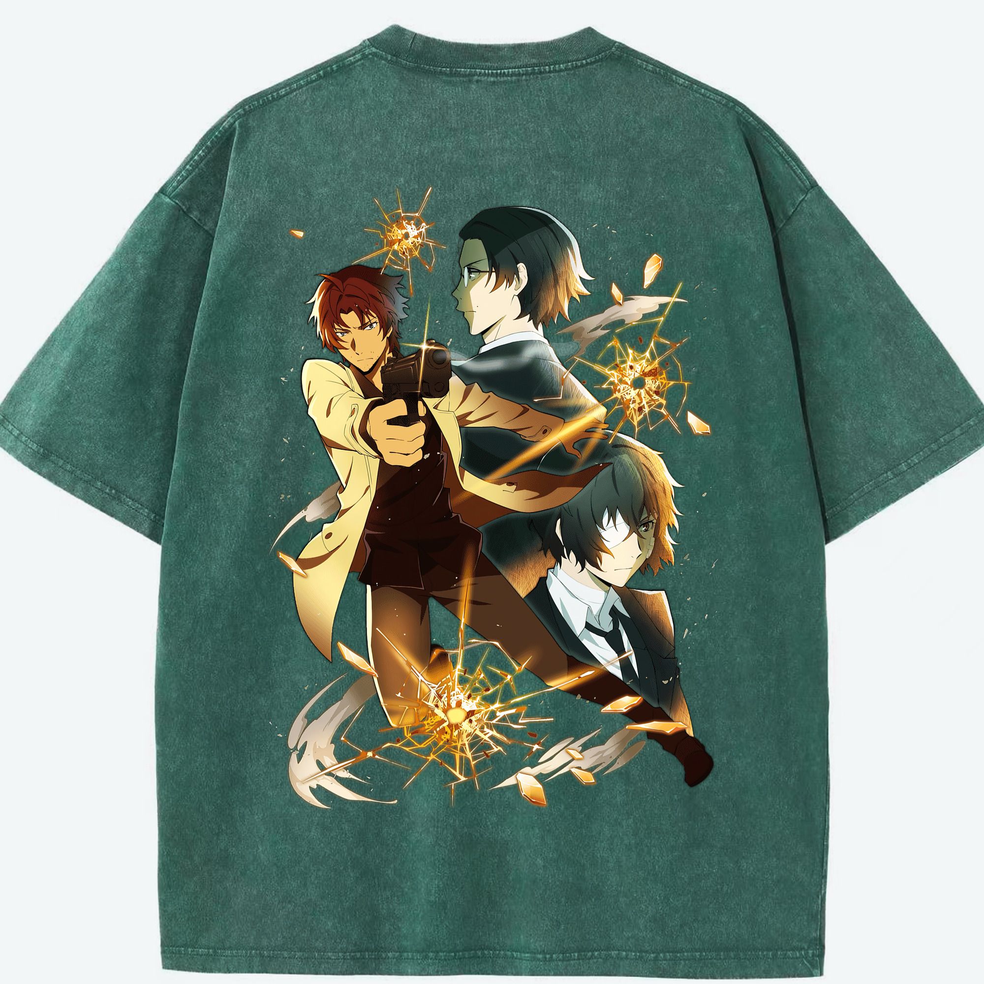 （画像用） 文豪ストレイドッグス Bungo Stray Dogs 綿100% ヴィンテージ風 半袖Tシャツ（背面プリント）